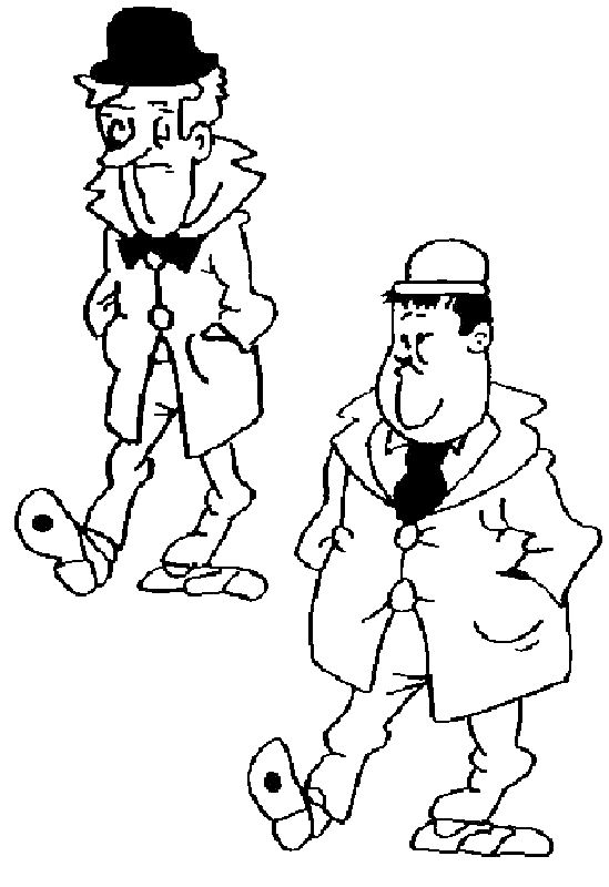 coloriage laurel et hardy marchent tristement